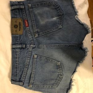 Wrangler light wash cut offs